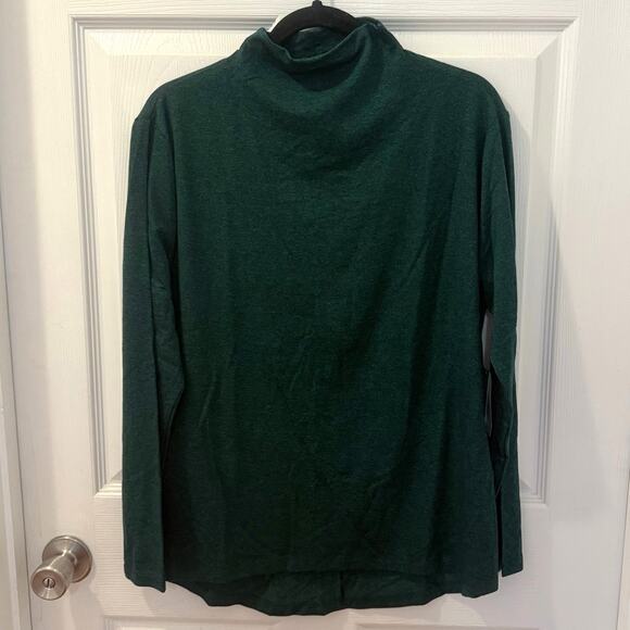 Joan Vass Tops - NWT Joan Vass LG‎ mock neck jersey stretchy knit green tunic